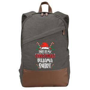 This Is My Christmas Pajama Funny Xmas PJs Cotton Canvas Backpack