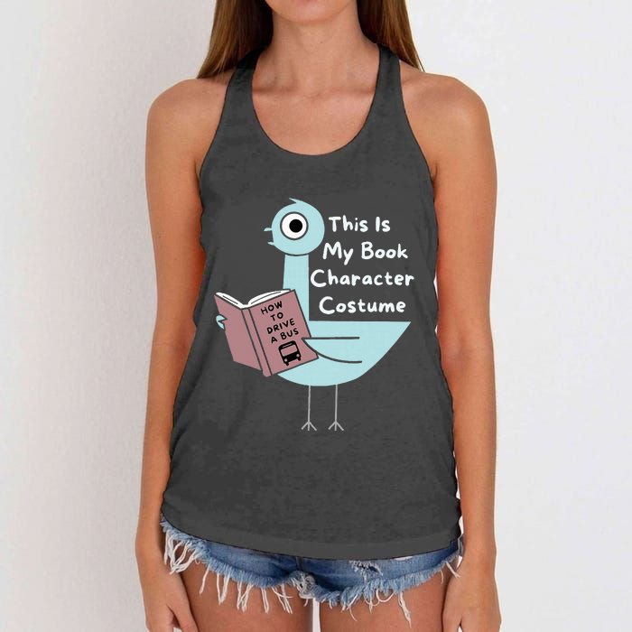 This Is My Book Character Costume Funny Pigeon Reading Women's Knotted Racerback Tank