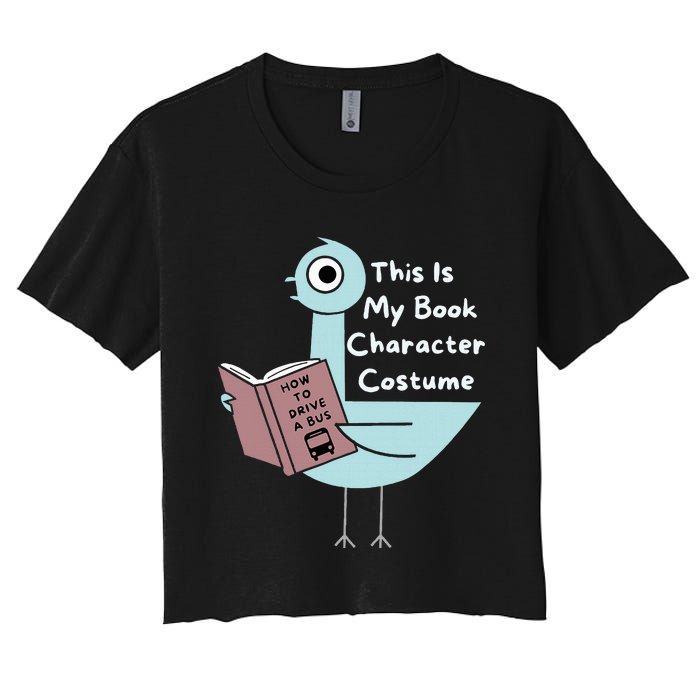 This Is My Book Character Costume Funny Pigeon Reading Women's Crop Top Tee