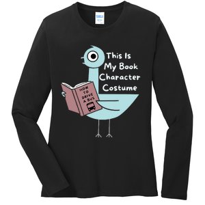 This Is My Book Character Costume Funny Pigeon Reading Ladies Long Sleeve Shirt