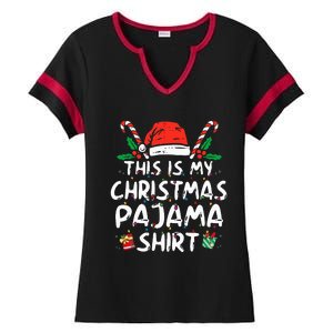 This Is My Christmas Pajama Funny Xmas PJs  Ladies Halftime Notch Neck Tee