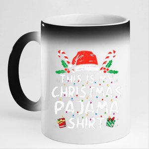 This Is My Christmas Pajama Funny Xmas PJs  11oz Black Color Changing Mug