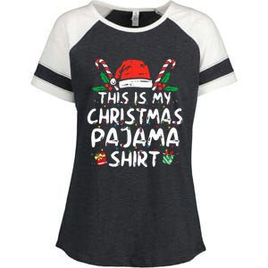 This Is My Christmas Pajama Funny Xmas PJs  Enza Ladies Jersey Colorblock Tee