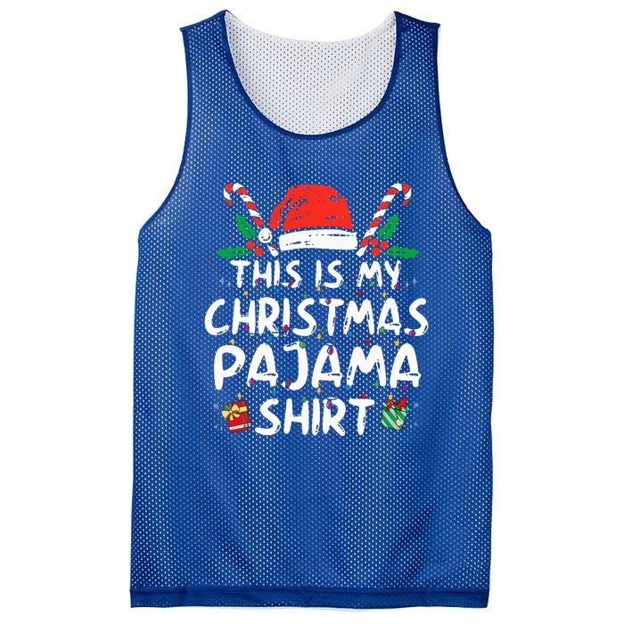 This Is My Christmas Pajama Funny Xmas PJs  Mesh Reversible Basketball Jersey Tank