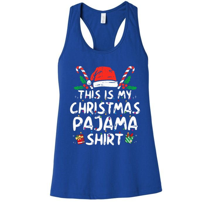 This Is My Christmas Pajama Funny Xmas PJs  Women's Racerback Tank