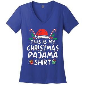 This Is My Christmas Pajama Funny Xmas PJs  Women's V-Neck T-Shirt