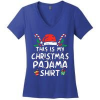 This Is My Christmas Pajama Funny Xmas PJs  Women's V-Neck T-Shirt