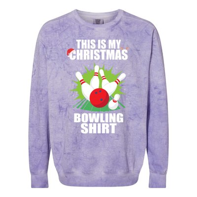 This Is My Christmas Bowling Xmas Bowling Game Bowler Gift Colorblast Crewneck Sweatshirt