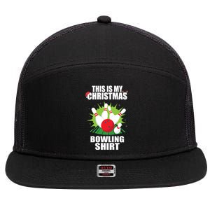 This Is My Christmas Bowling Xmas Bowling Game Bowler Gift 7 Panel Mesh Trucker Snapback Hat