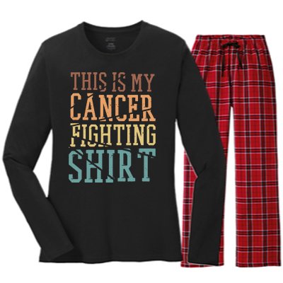 This Is My Cancer Fighting Cancer Chemo Awareness Women's Long Sleeve Flannel Pajama Set 