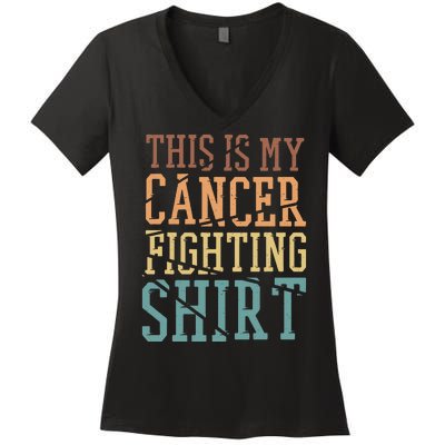 This Is My Cancer Fighting Cancer Chemo Awareness Women's V-Neck T-Shirt