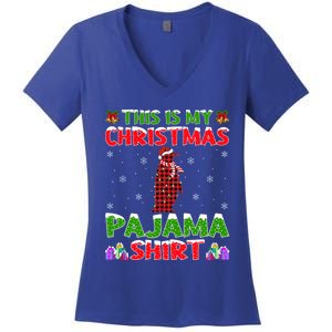 This Is My Christmas Pajamas Buffalo Plaid Penguin Christmas Cute Gift Women's V-Neck T-Shirt