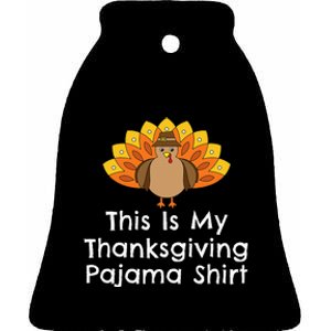 This Is My Thanksgiving Pajama Turkey Day Ceramic Bell Ornament