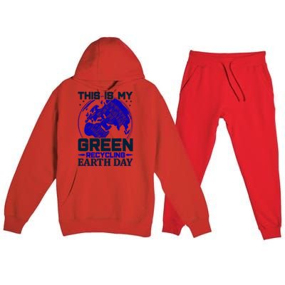 This Is My Green Recycling Earth Day Premium Hooded Sweatsuit Set