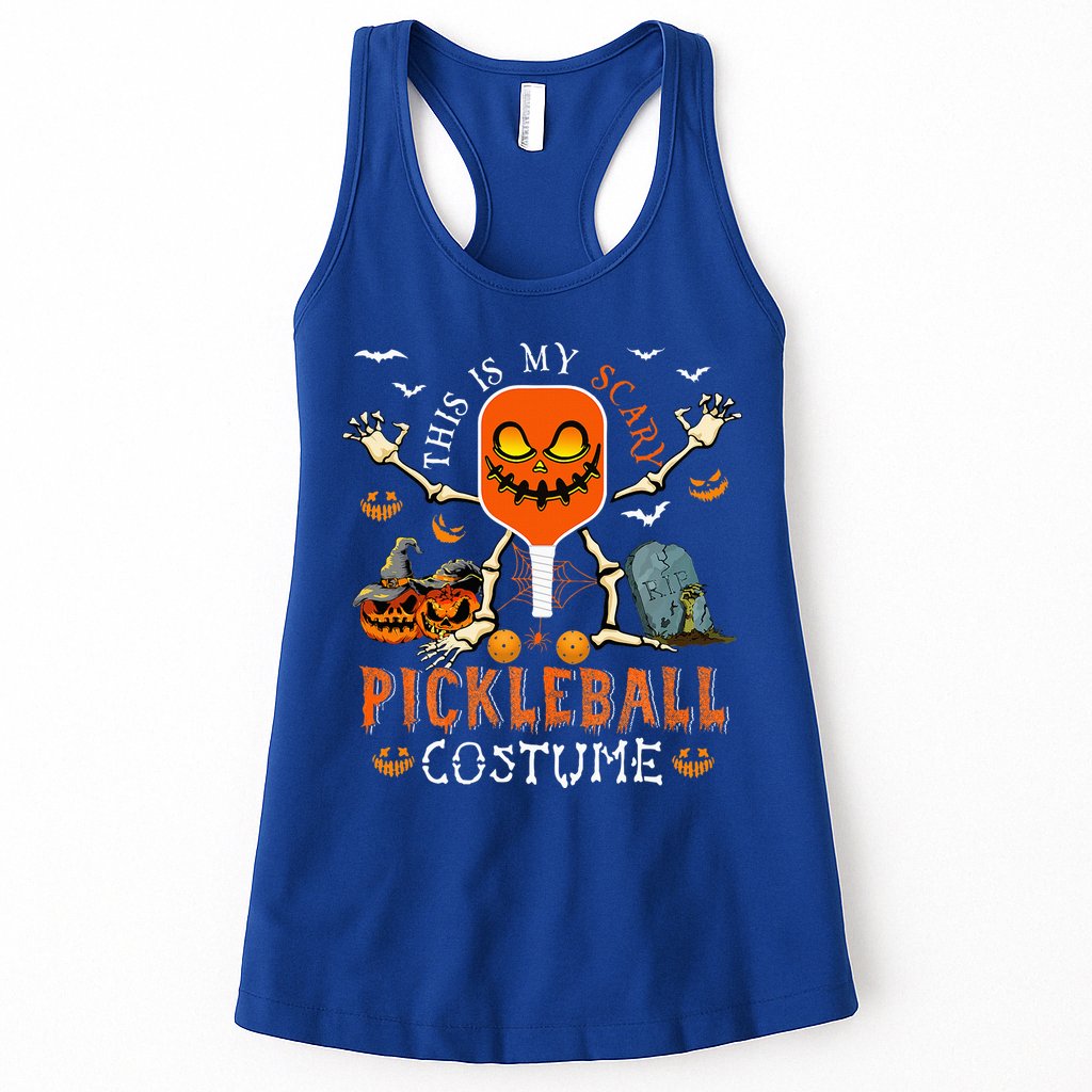 This Is My Scary Pickleball Costume Halloween Skeleton Lover Womens Tank Top