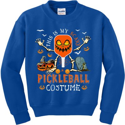 This Is My Scary Pickleball Costume Halloween Skeleton Lover Kids Sweatshirt