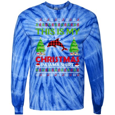 This Is My Dolphin Xmas Pajama Funny Ugly Sweater Christmas Great Gift Tie-Dye Long Sleeve Shirt