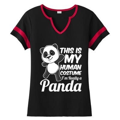 This Is My Hu Costume IM Really A Panda Gift Ladies Halftime Notch Neck Tee