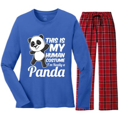 This Is My Hu Costume IM Really A Panda Gift Women's Long Sleeve Flannel Pajama Set 