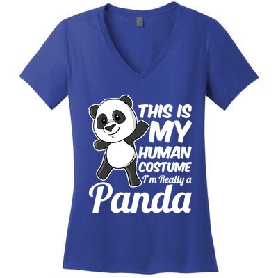 This Is My Hu Costume IM Really A Panda Gift Women's V-Neck T-Shirt