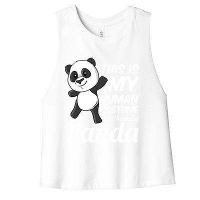 This Is My Hu Costume IM Really A Panda Gift Women's Racerback Cropped Tank