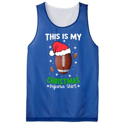 This Is My Christmas Pajama Football Reindeer Santa Hat Funny Gift Mesh Reversible Basketball Jersey Tank