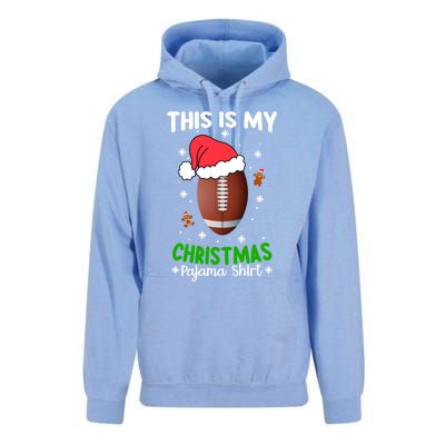 This Is My Christmas Pajama Football Reindeer Santa Hat Funny Gift Unisex Surf Hoodie