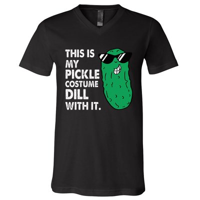 This Is My Pickle Costume Dill With It Sunglasses Halloween V-Neck T-Shirt