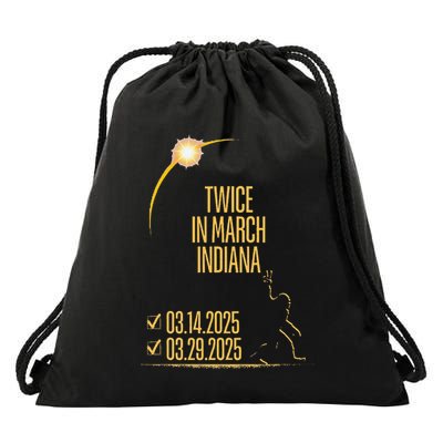 Twice In March Lunar Eclipse Solar Eclipse 2025 Indiana Drawstring Bag