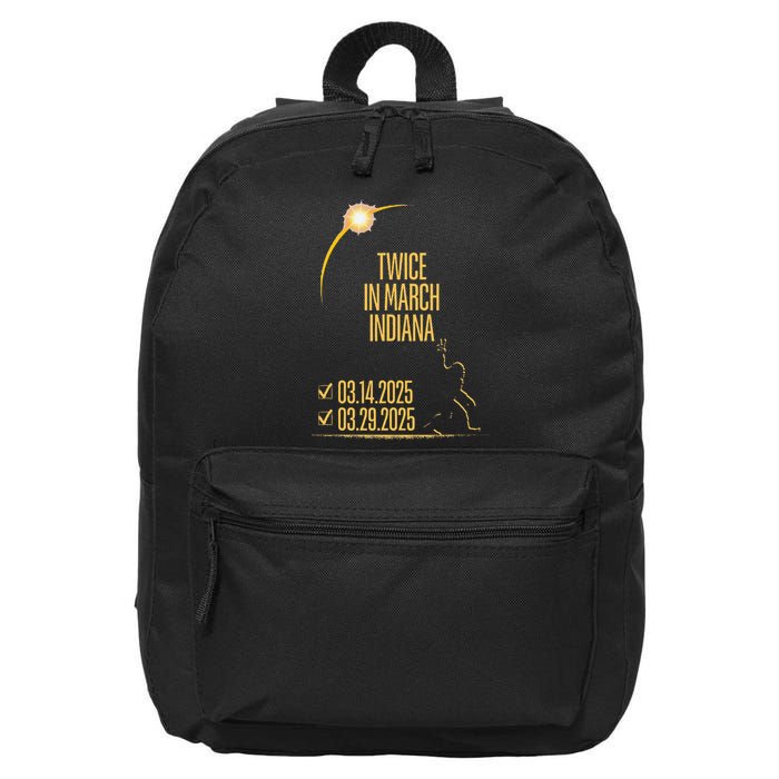 Twice In March Lunar Eclipse Solar Eclipse 2025 Indiana 16 in Basic Backpack
