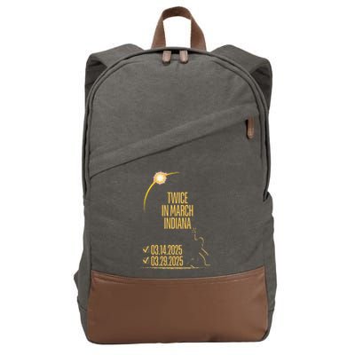 Twice In March Lunar Eclipse Solar Eclipse 2025 Indiana Cotton Canvas Backpack