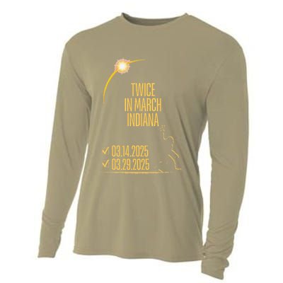 Twice In March Lunar Eclipse Solar Eclipse 2025 Indiana Cooling Performance Long Sleeve Crew