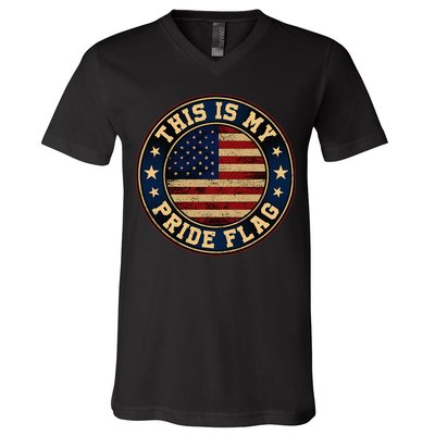This Is My Pride Flag American Flag V-Neck T-Shirt