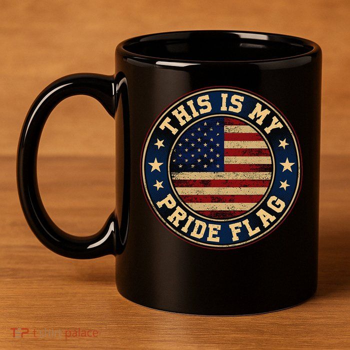 This Is My Pride Flag American Flag 11oz C Handle Ceramic Mug
