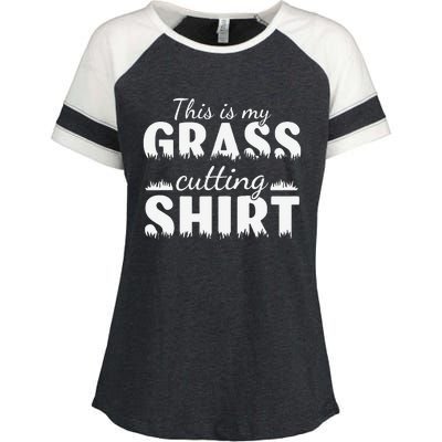 This Is My Grass Cutting Enza Ladies Jersey Colorblock Tee