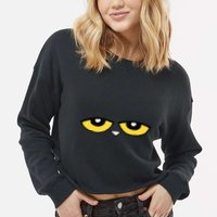 This Is My Book Character Costume Blue Cat Reading Day Cropped Pullover Crew