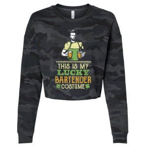 This Is My Lucky Bartender Costume St Patty's Bar Gift Cropped Pullover Crew