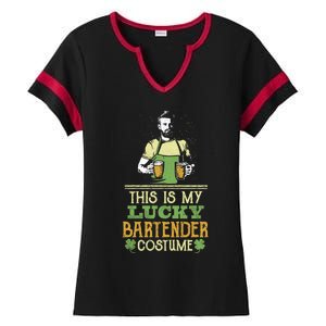 This Is My Lucky Bartender Costume St Patty's Bar Gift Ladies Halftime Notch Neck Tee