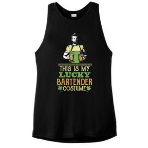 This Is My Lucky Bartender Costume St Patty's Bar Gift Ladies PosiCharge Tri-Blend Wicking Tank