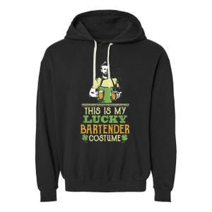 This Is My Lucky Bartender Costume St Patty's Bar Gift Garment-Dyed Fleece Hoodie