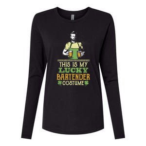 This Is My Lucky Bartender Costume St Patty's Bar Gift Womens Cotton Relaxed Long Sleeve T-Shirt