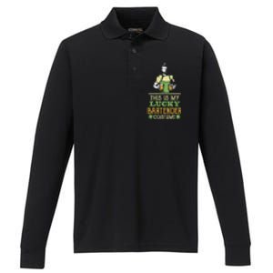 This Is My Lucky Bartender Costume St Patty's Bar Gift Performance Long Sleeve Polo