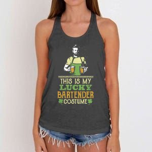 This Is My Lucky Bartender Costume St Patty's Bar Gift Women's Knotted Racerback Tank