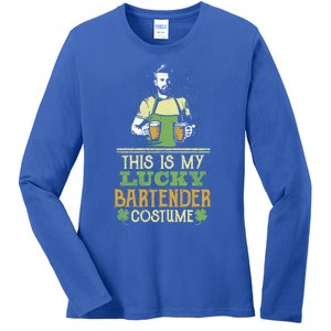 This Is My Lucky Bartender Costume St Patty's Bar Gift Ladies Long Sleeve Shirt