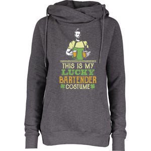 This Is My Lucky Bartender Costume St Patty's Bar Gift Womens Funnel Neck Pullover Hood