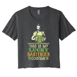 This Is My Lucky Bartender Costume St Patty's Bar Gift Women's Crop Top Tee