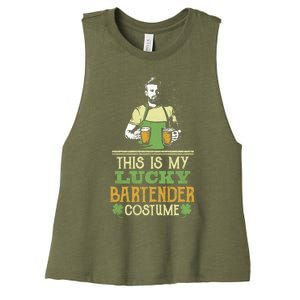 This Is My Lucky Bartender Costume St Patty's Bar Gift Women's Racerback Cropped Tank