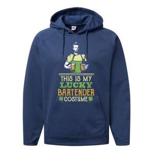 This Is My Lucky Bartender Costume St Patty's Bar Gift Performance Fleece Hoodie