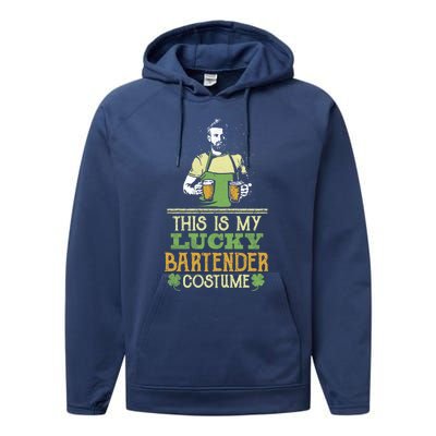 This Is My Lucky Bartender Costume St Patty's Bar Gift Performance Fleece Hoodie