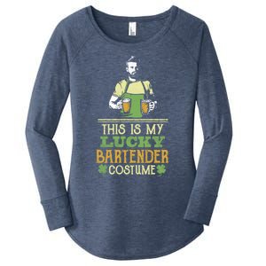 This Is My Lucky Bartender Costume St Patty's Bar Gift Women's Perfect Tri Tunic Long Sleeve Shirt